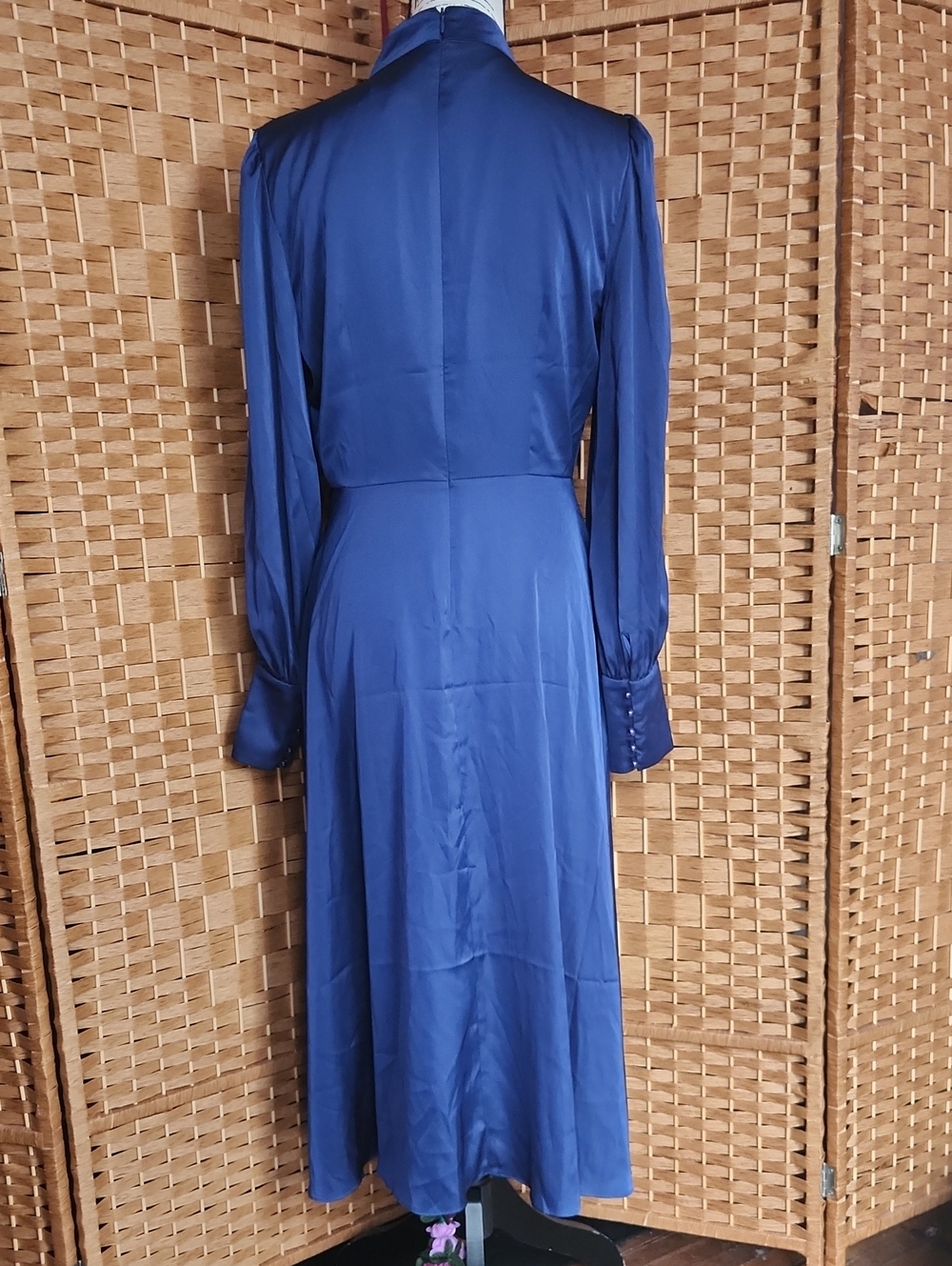Alexia Admor, Women's Francy Long Sleeve Fit & Flare Midi Navy Blue Dress Sz 6 - Picture 7 of 10